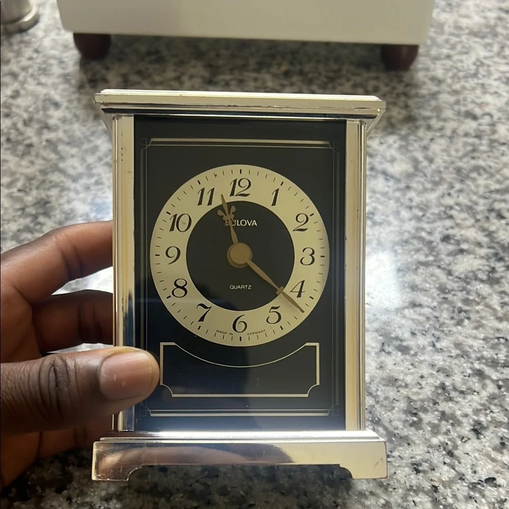 Bulova Quartz Silver and Black Table Clock